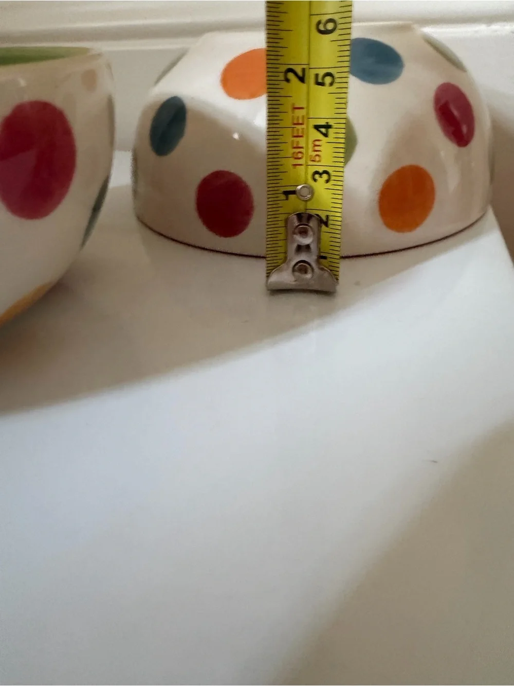 Glazed ceramic polka dot dessert / cereal bowls - set of 6